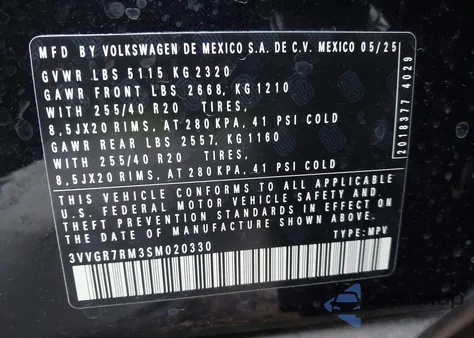 2025 Volkswagen Tiguan 2.0T Se R-Line Black z USA, uszkodzony, nr VIN 3VVGR7RM3SM020330